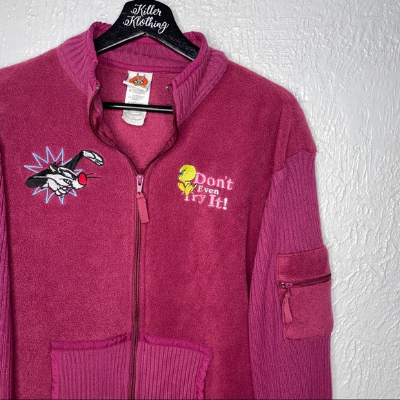 Vintage Looney Tunes Sweatshirt Fleece Full Zip Jacket - Picture 2 of 4